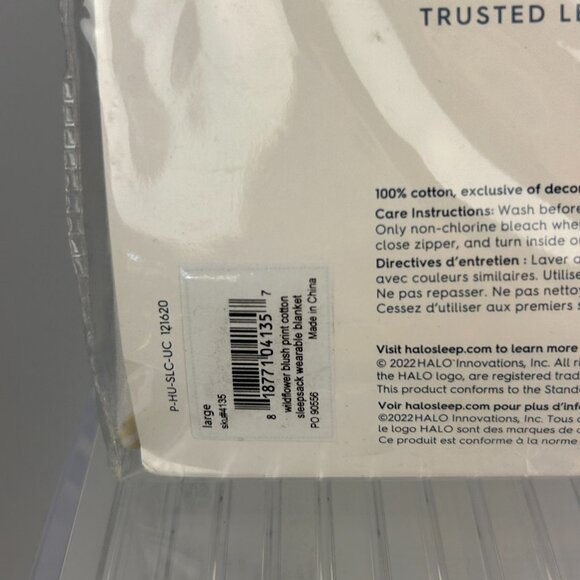 HALO SleepSack 100% Cotton Pink Wildflower Print Zip Large 12-18 Mos TOG 0.5 - Picture 9 of 11